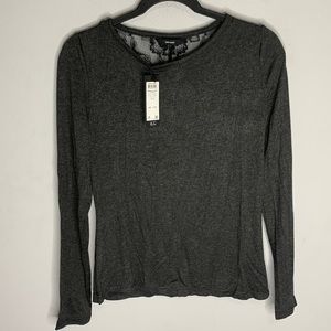 Vero Moda gray long sleeve lace back top S NEW